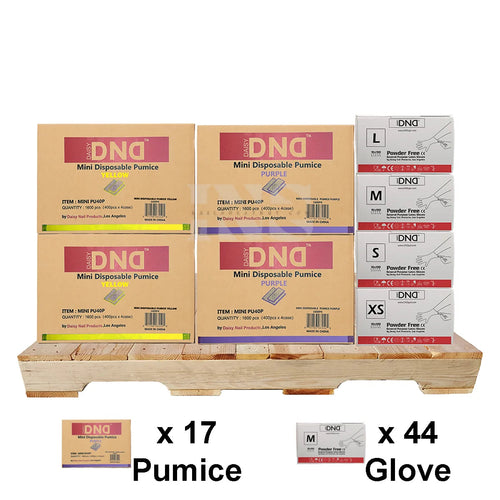 DND Mini Pumice (17 Cases) & Latex Glove (44 Cases) PALLET (W2)