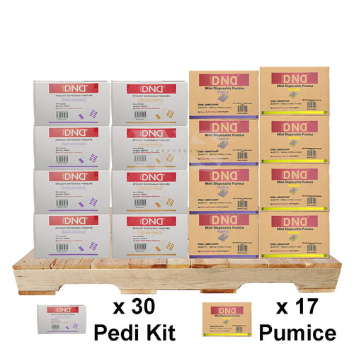 DND Pedi Kit (30 Boxes) & Mini Pumice (17 Cases) PALLET (W2)