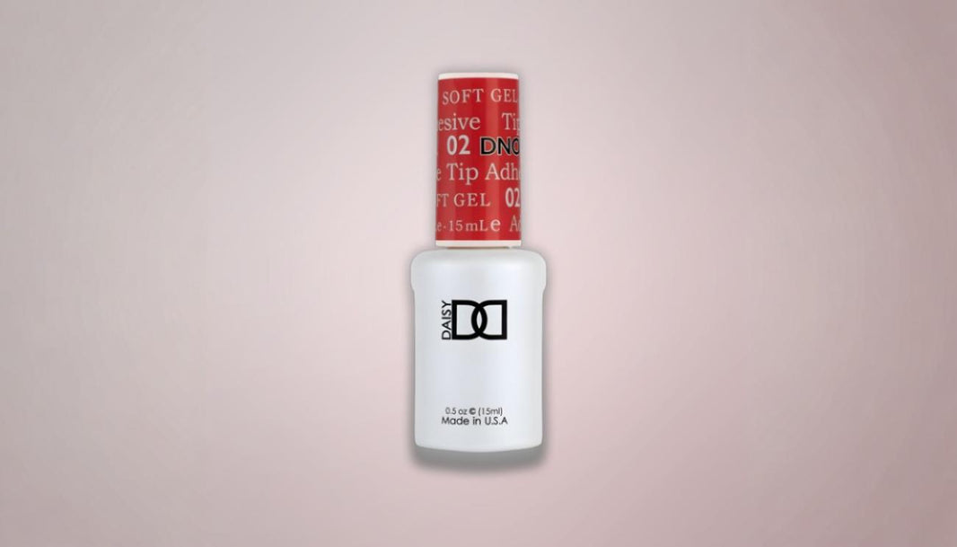 DND soft gel tip adhesive bottle with red cap
