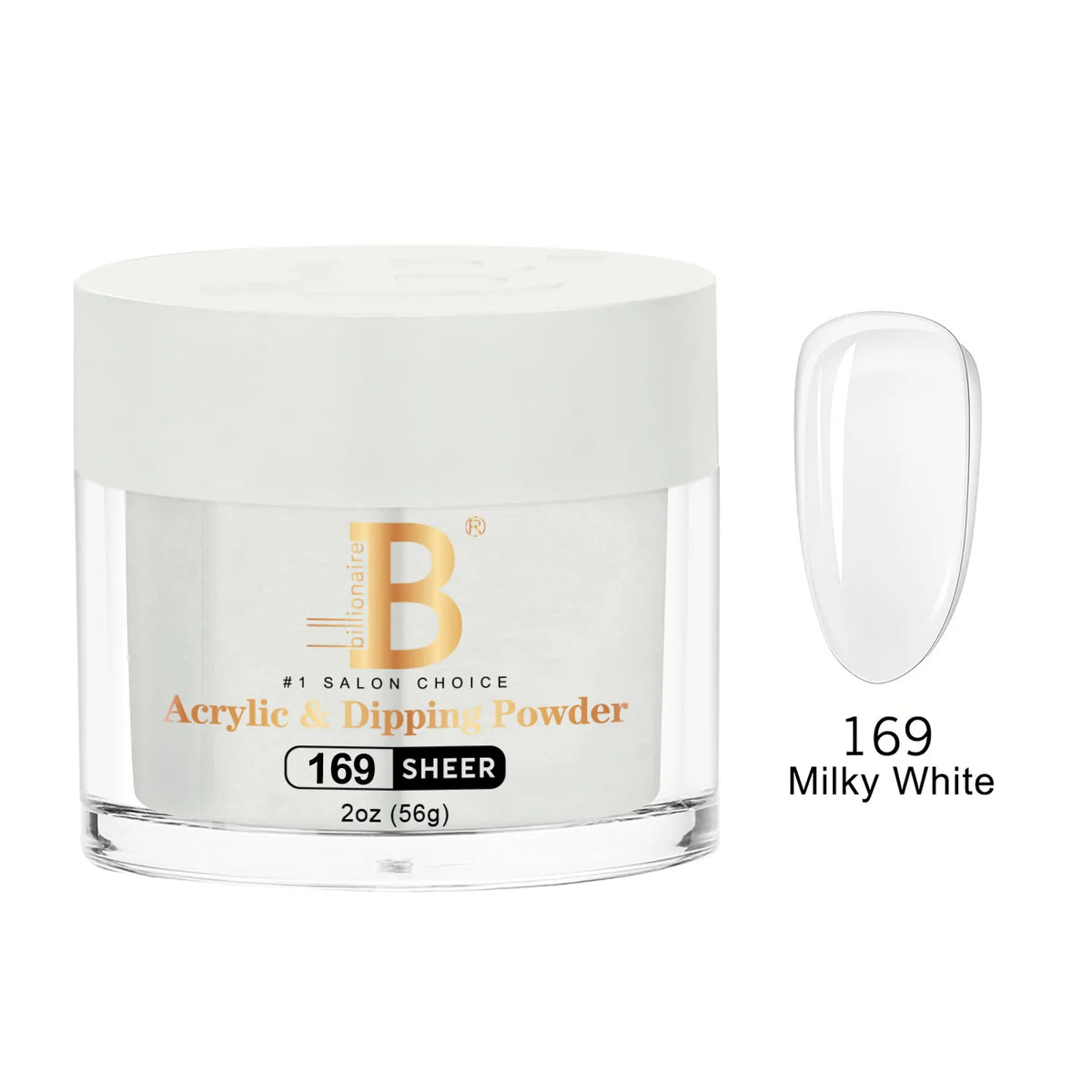 Billionaire Imperial Acrylic & Dipping Powder 169 Milky White 2 oz jar