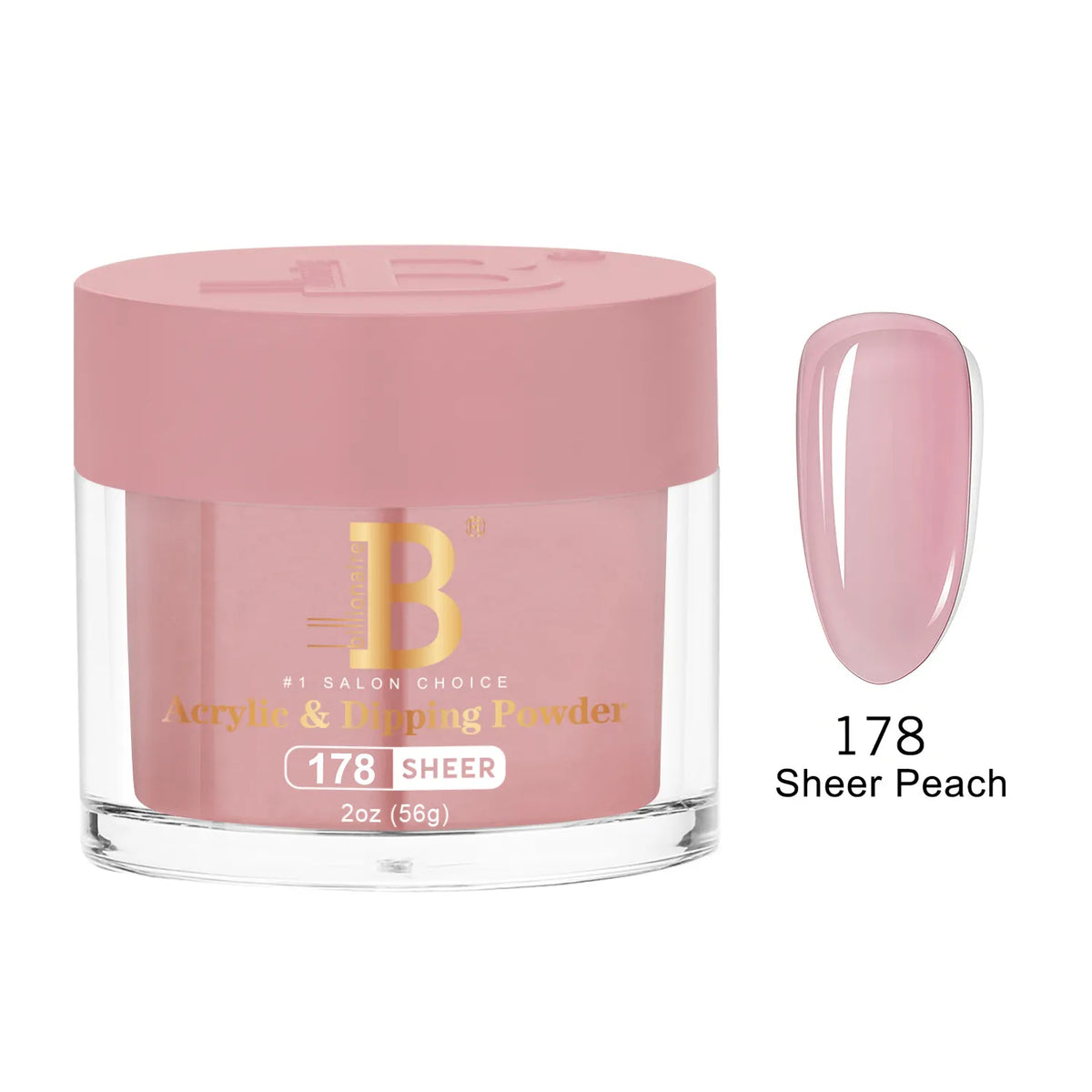 Billionaire Imperial Acrylic & Dipping Powder 178 Sheer Peach 2 oz jar