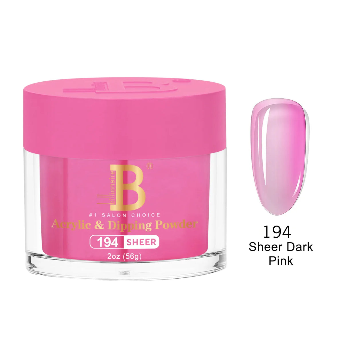 Billionaire Imperial Acrylic & Dipping Powder 194 Sheer Dark Pink 2 oz jar
