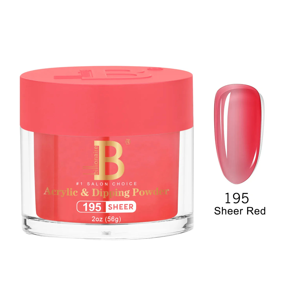 Billionaire Imperial Acrylic & Dipping Powder 195 Sheer Red 2 oz jar