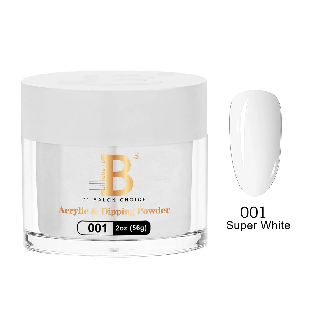 Billionaire Imperial Acrylic & Dipping Powder 001 Super White 2 oz jar