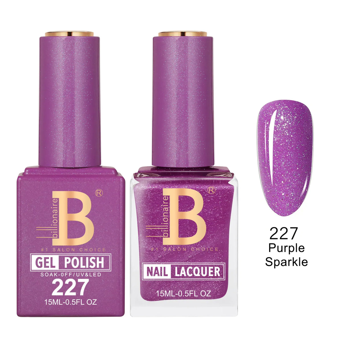 Billionaire Imperial 227 Purple Sparkle - Duo Gel Polish & Lacquer