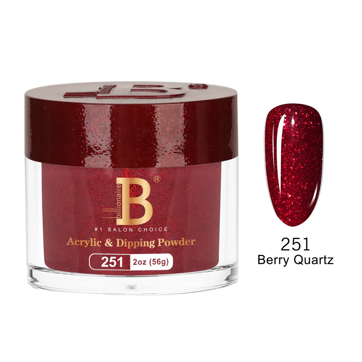 Billionaire Imperial Acrylic & Dipping Powder 251 Berry Quartz 2 oz jar