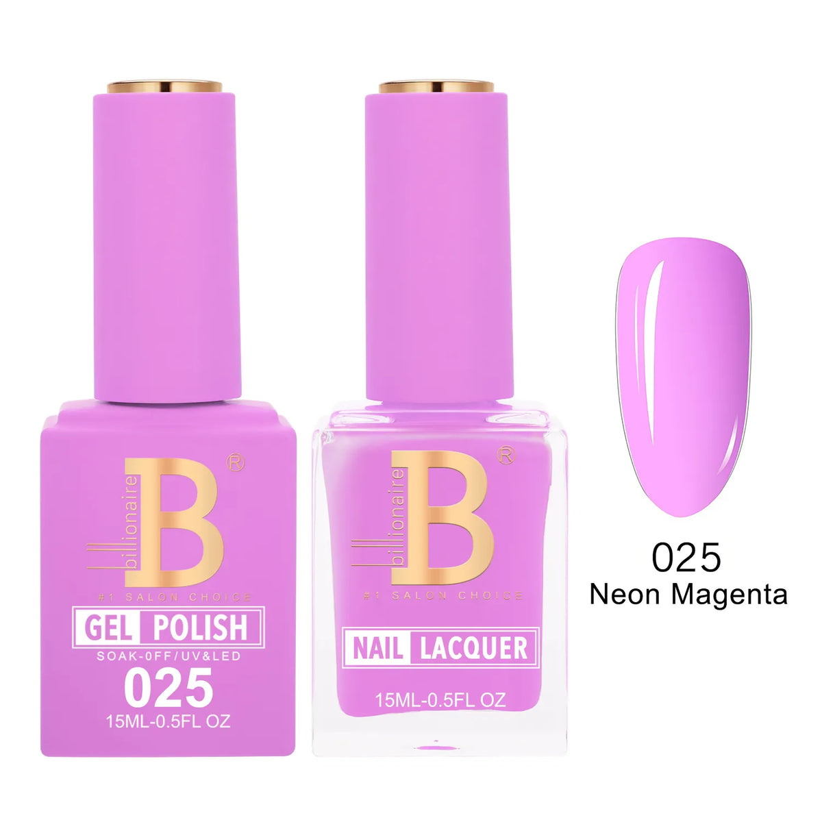 Billionaire Imperial 025 Neon Megenta - Duo Gel Polish & Lacquer