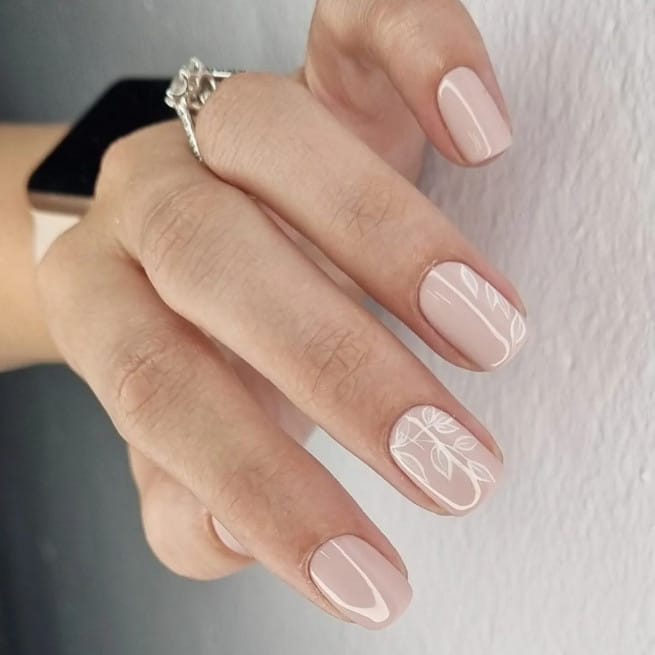 50 Best Wedding Day Nails for Every Style : White Leaf Gel Nail Art I Take You | Wedding Readings | Wedding Ideas | Wedding Dresses | Wedding Theme