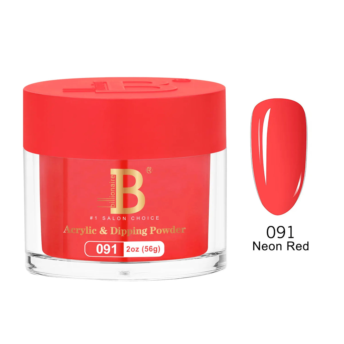 Billionaire Imperial Acrylic & Dipping Powder 091 Neon Red 2 oz jar