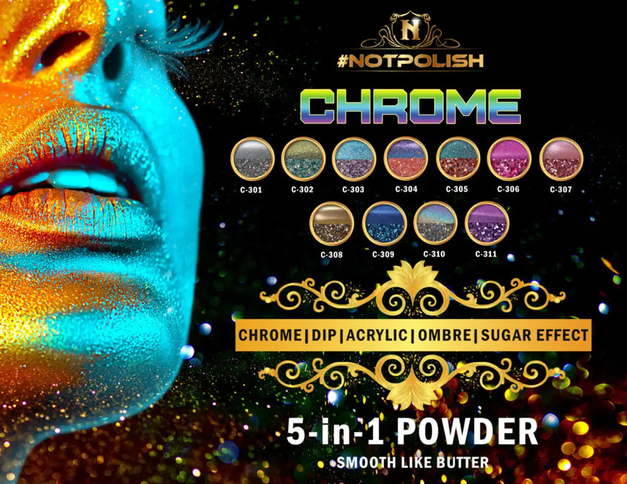 Not Polish 2in1 Powder 2oz - Mirror Chrome Collection - Lynamy Beauty Supply