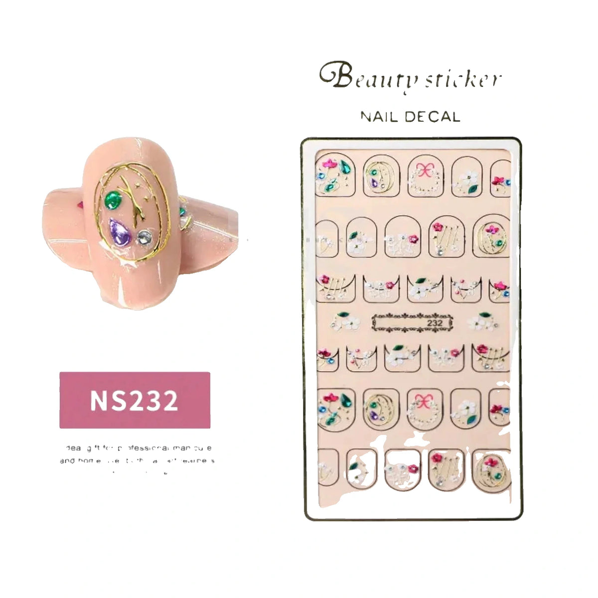 Design Nail Sticker 3D Art - NS232 - Nail Sticker