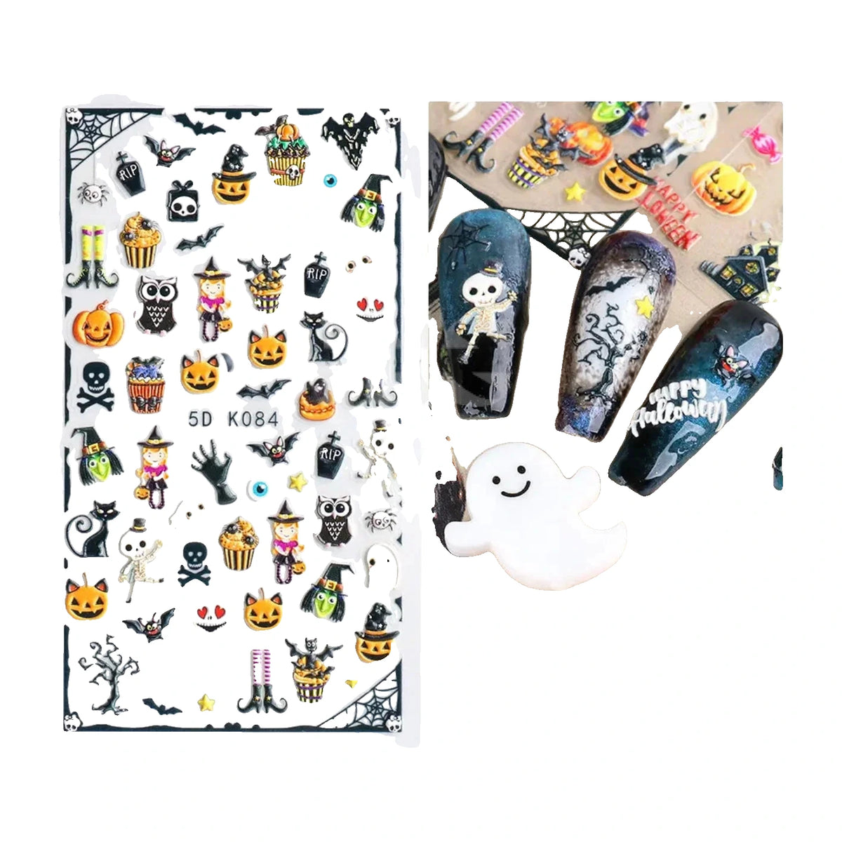 Design Nail Sticker 5D Art - Halloween K084 - Nail Sticker