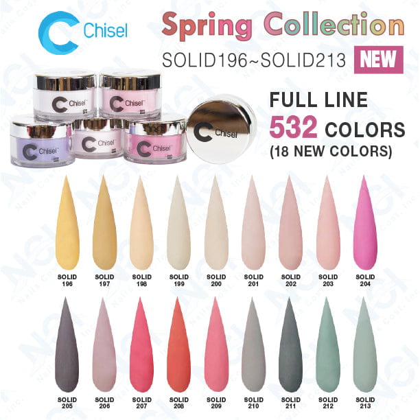 Chisel 2in1 Acrylic/Dipping Powder, (Spring) Solid Collection, 2oz, Fu — Nail Deli