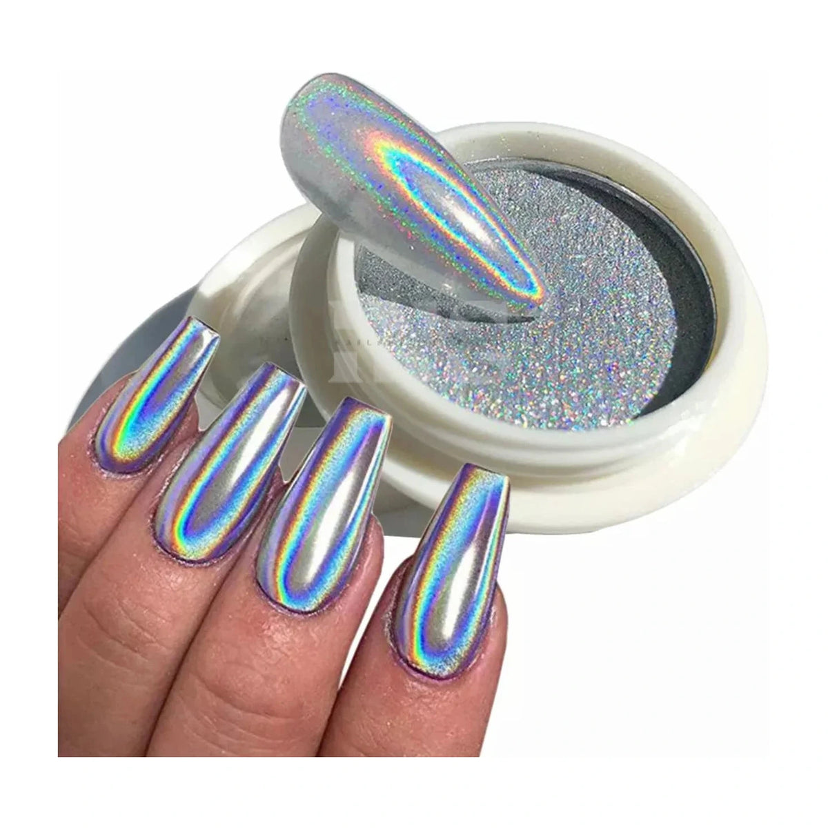 Holographic Chrome Silver Powder - Nail Art Accessory