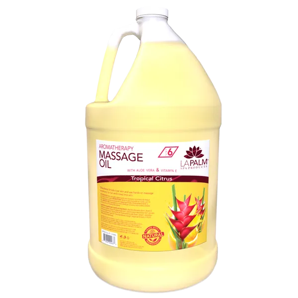 LA PALM Massage Oil Tropical Citrus Gallon 4/Box