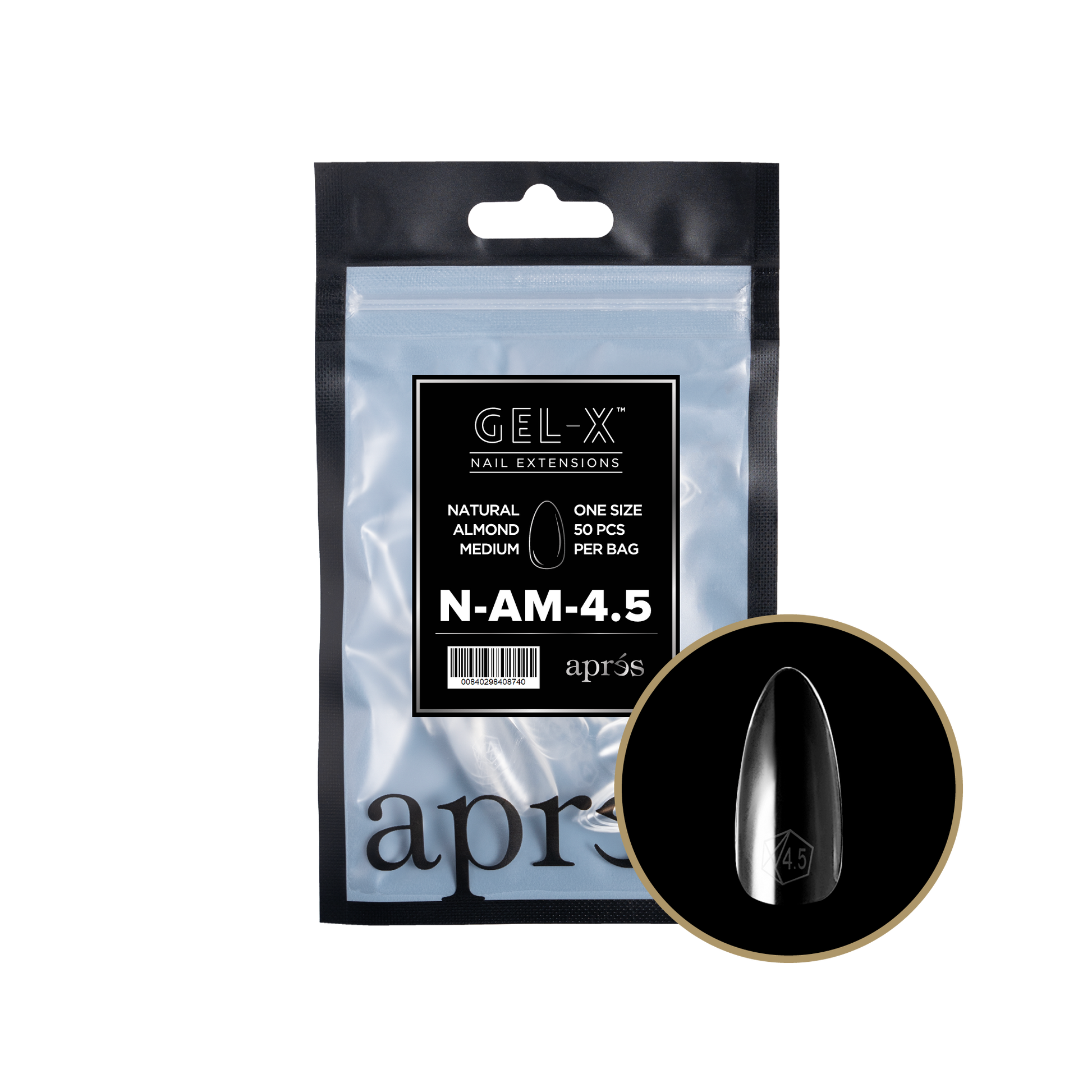 APRES Gel-X Natural Almond Medium 2.0 Refill Bag Size 4.5