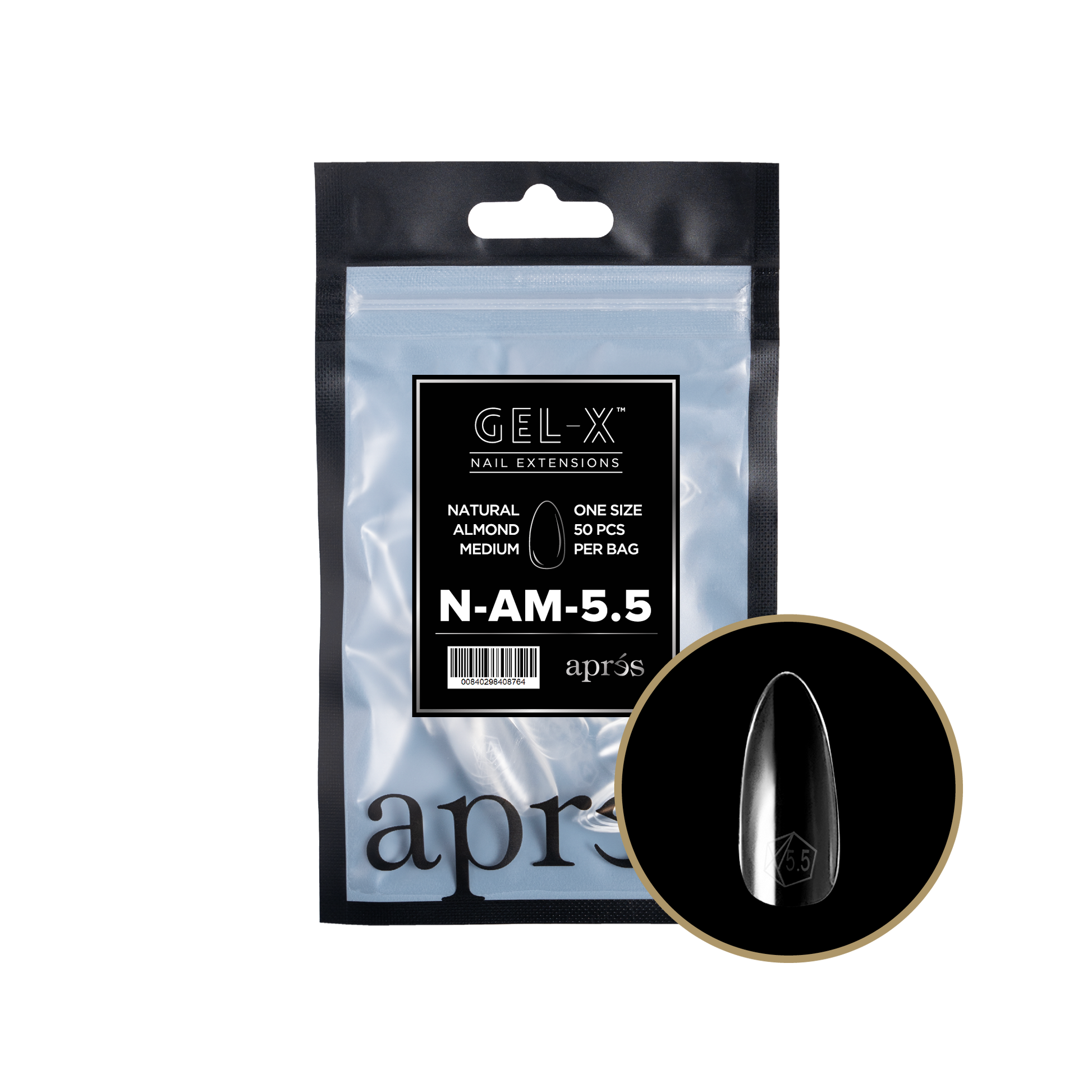 APRES Gel-X Natural Almond Medium 2.0 Refill Bag Size 5.5