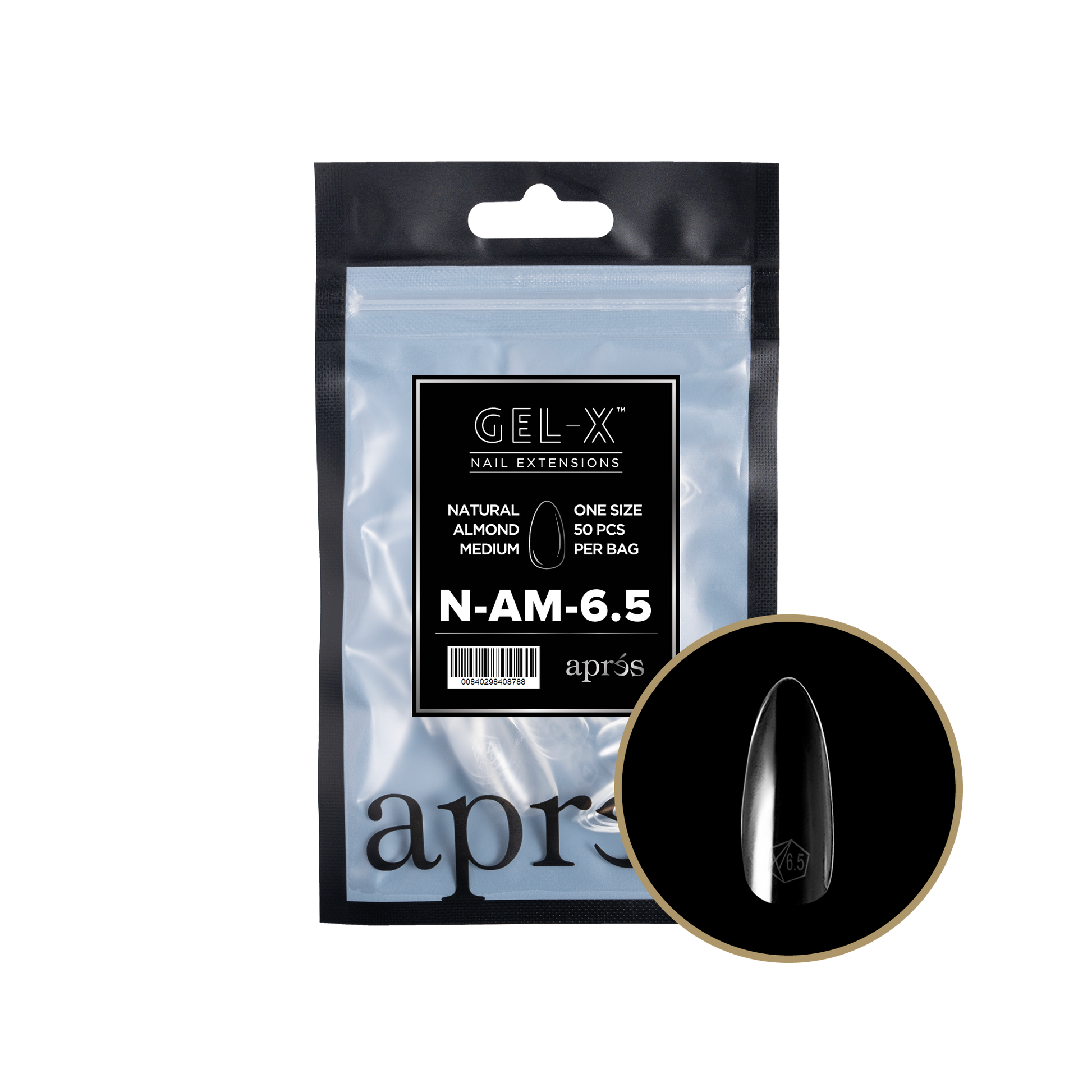 APRES Gel-X Natural Almond Medium 2.0 Refill Bag Size 6.5