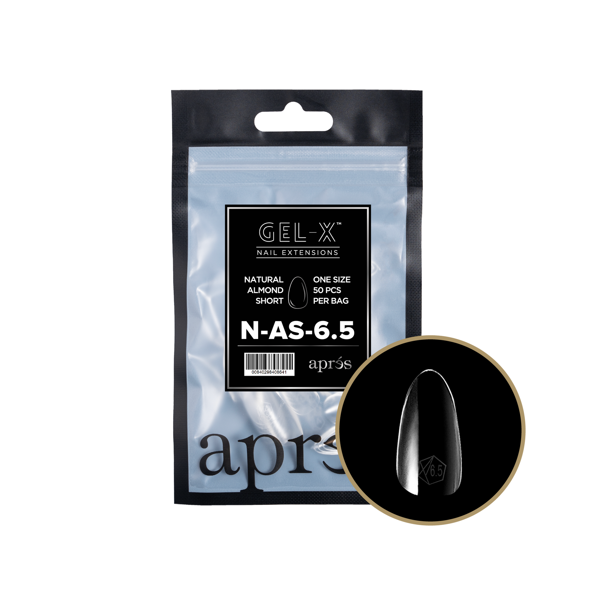 APRES Gel-X Natural Almond Short 2.0 Refill Bag Size 6.5