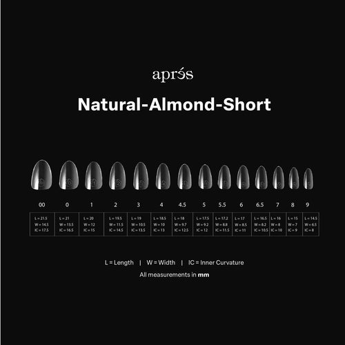 APRES Gel-X Natural Almond Short 2.0 Box of Tips 14 sizes
