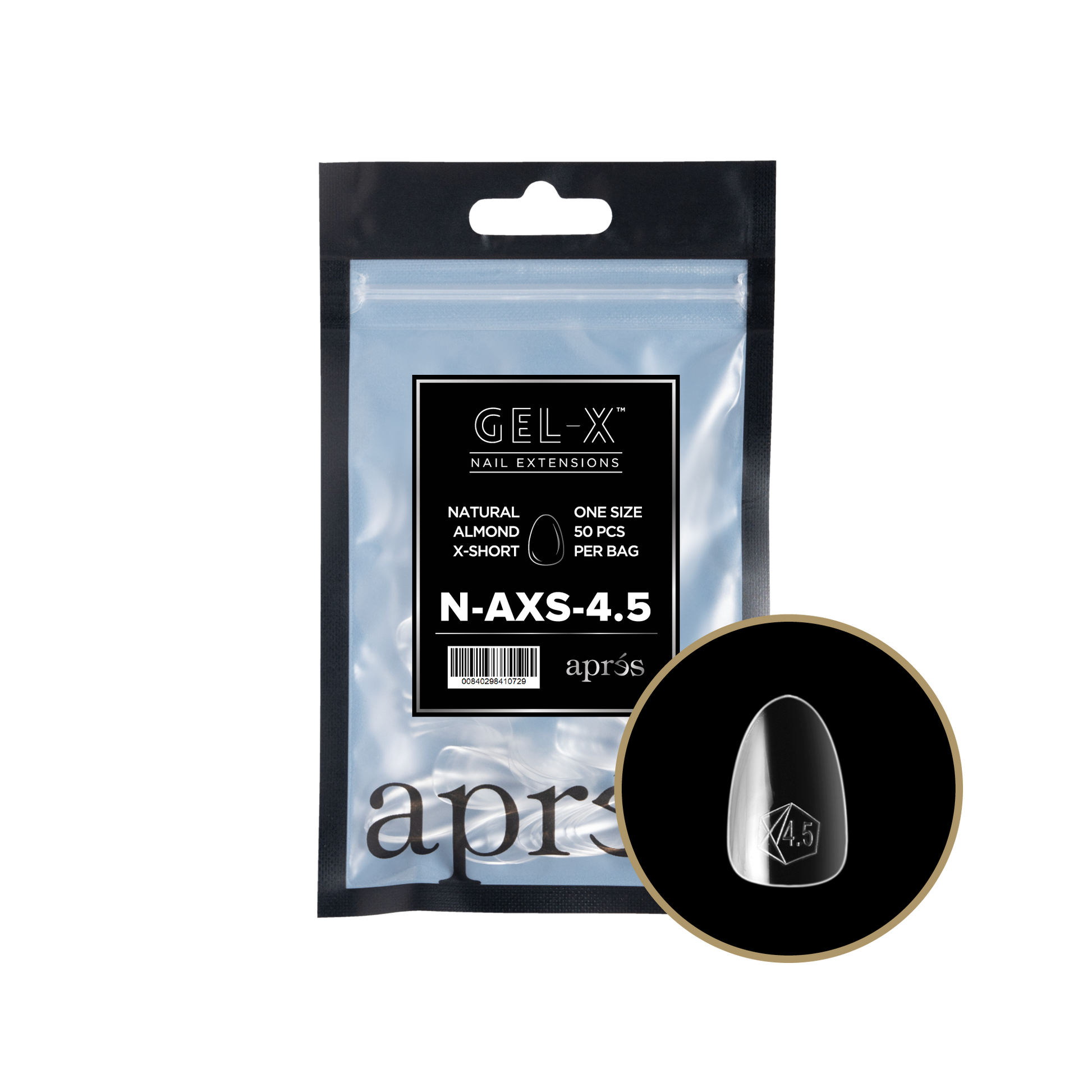 APRES Gel-X Natural Almond Extra Short 2.0 Refill Bag Size 4.5