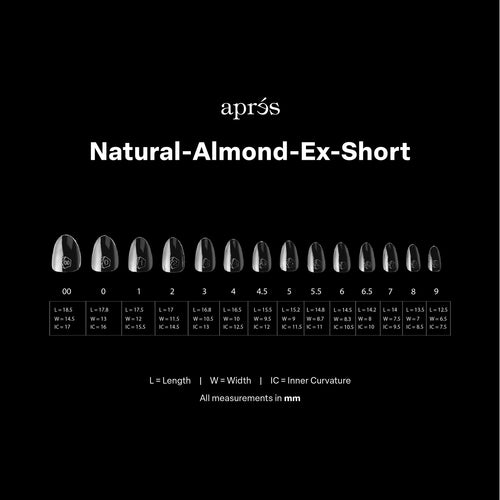 APRES Gel-X Natural Almond Extra Short 2.0 Box of Tips 14 sizes