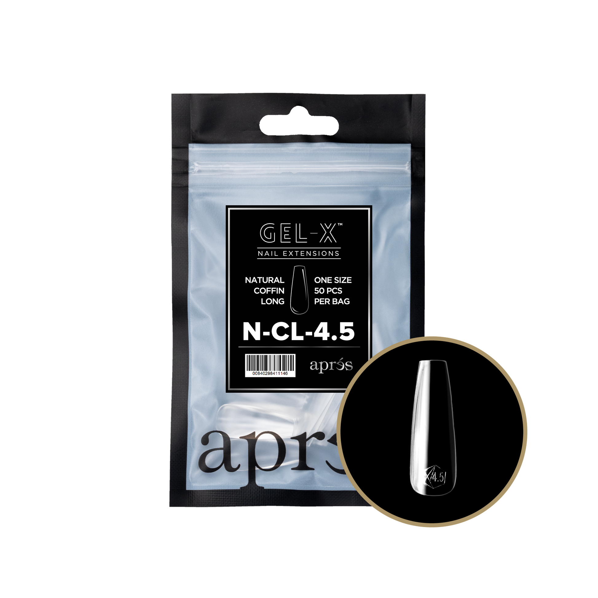 APRES Gel-X Natural Coffin Long 2.0 Refill Bag Size 4.5