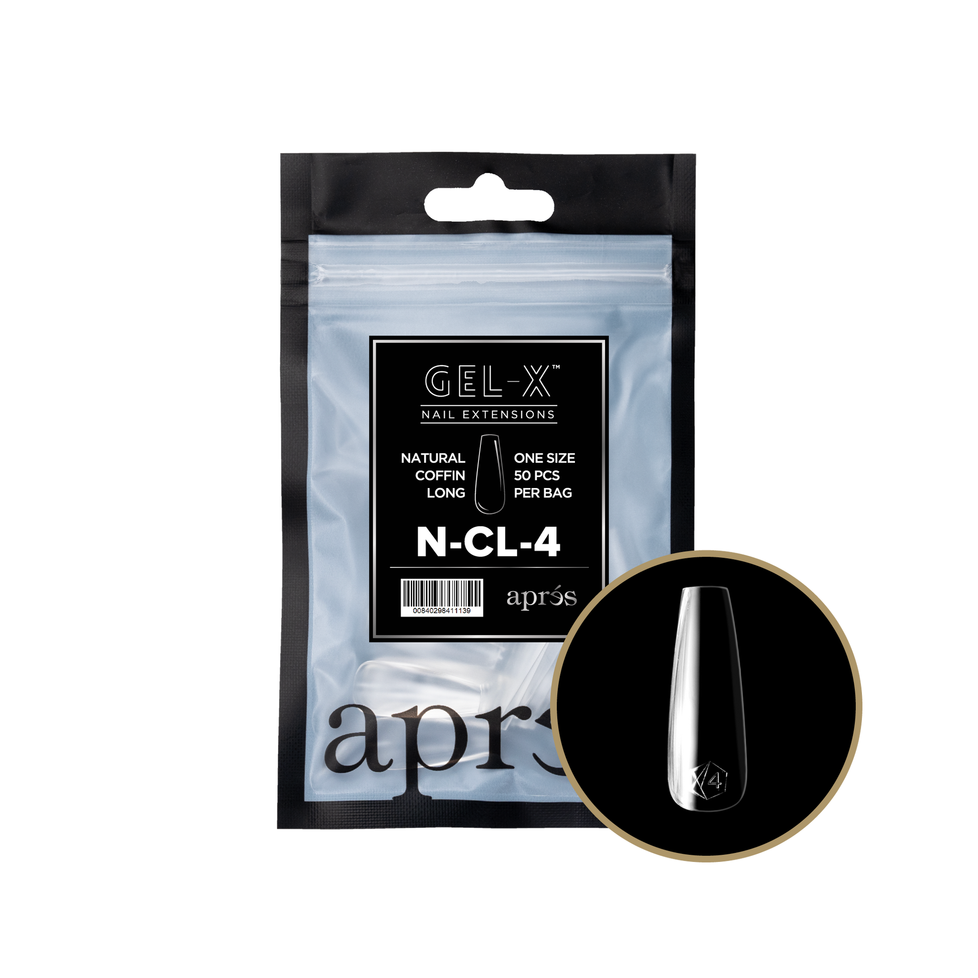 APRES Gel-X Natural Coffin Long 2.0 Refill Bag Size 4