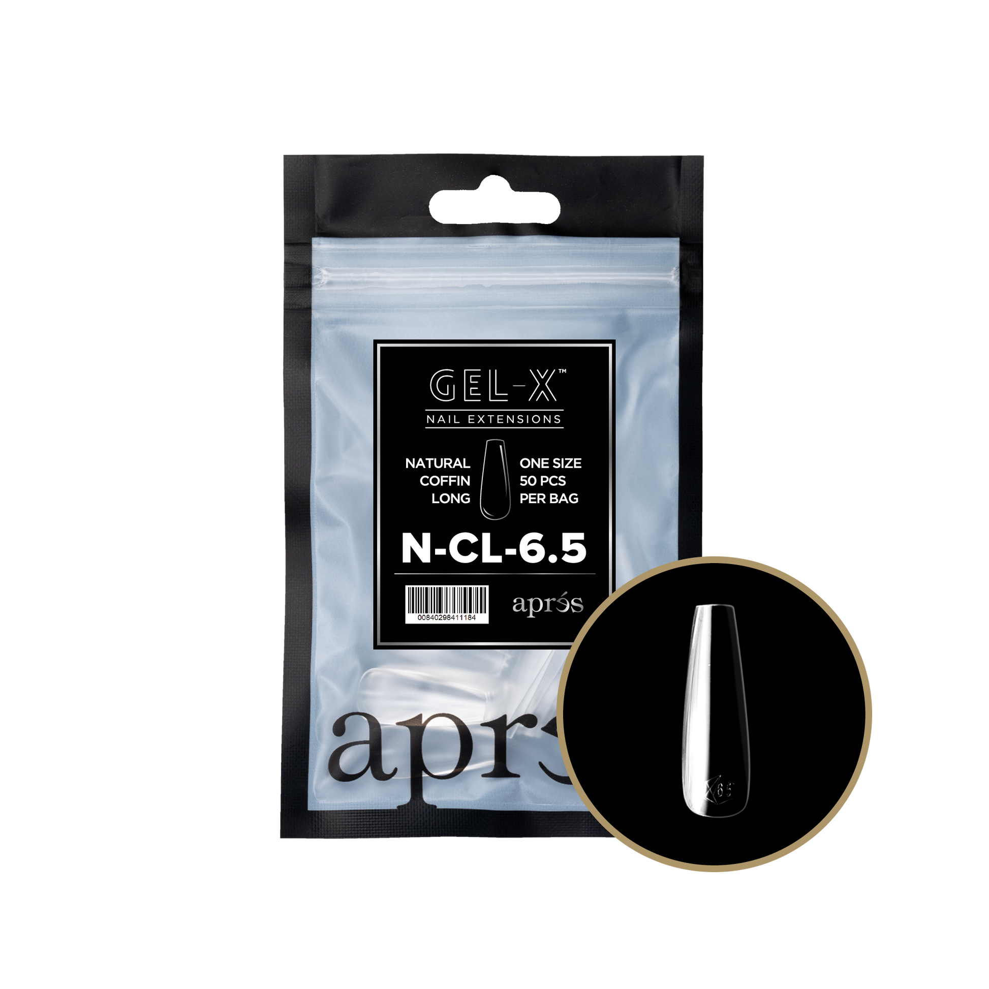 APRES Gel-X Natural Coffin Long 2.0 Refill Bag Size 6.5