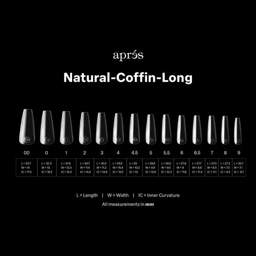 APRES Gel-X Natural Coffin Long 2.0 Box of Tips 14 sizes