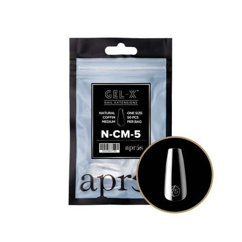 APRES Gel-X Natural Coffin Medium 2.0 Refill Bag Size 5