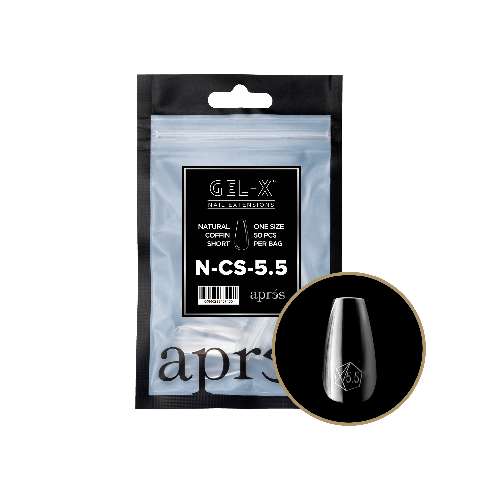 APRES Gel-X Natural Coffin Short 2.0 Refill Bag Size 5.5