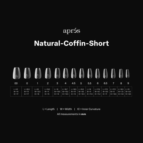 APRES Gel-X Natural Coffin Short 2.0 Box of Tips 14 sizes