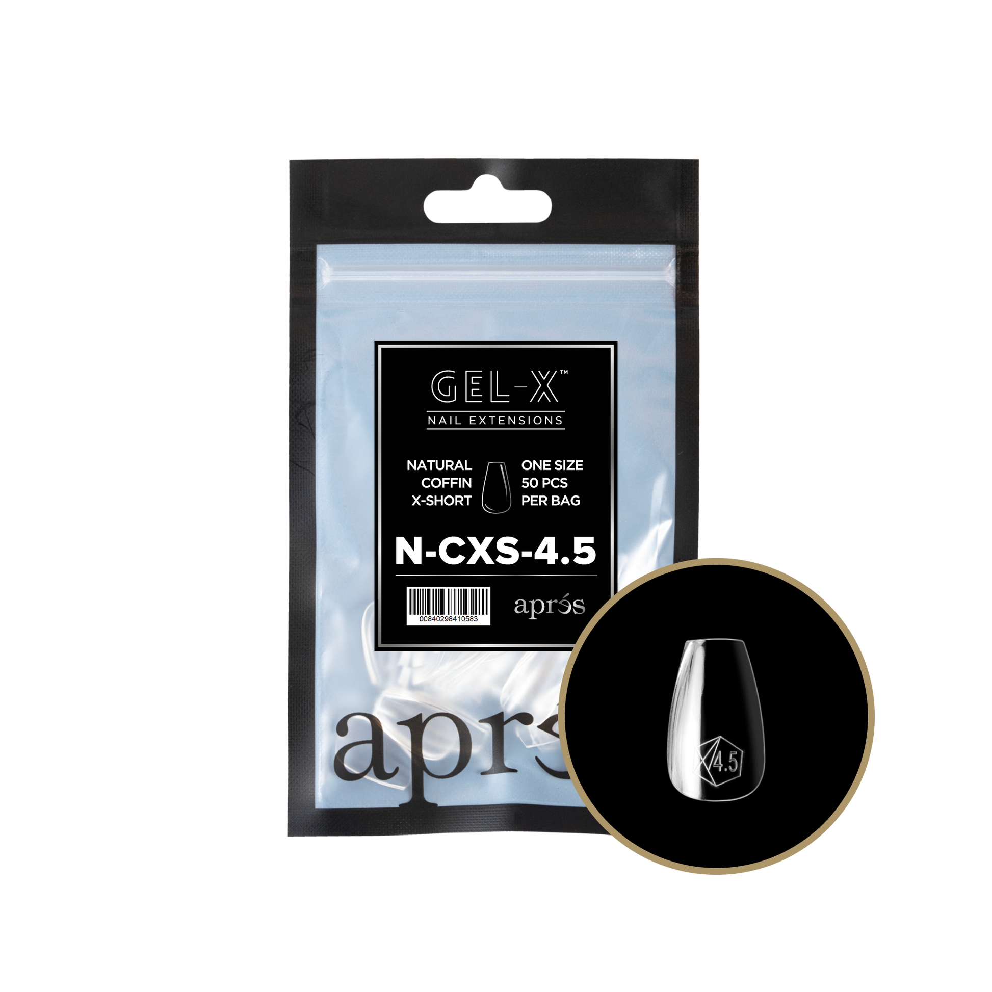 APRES Gel-X Natural Coffin Extra Short 2.0 Refill Bag Size 4.5