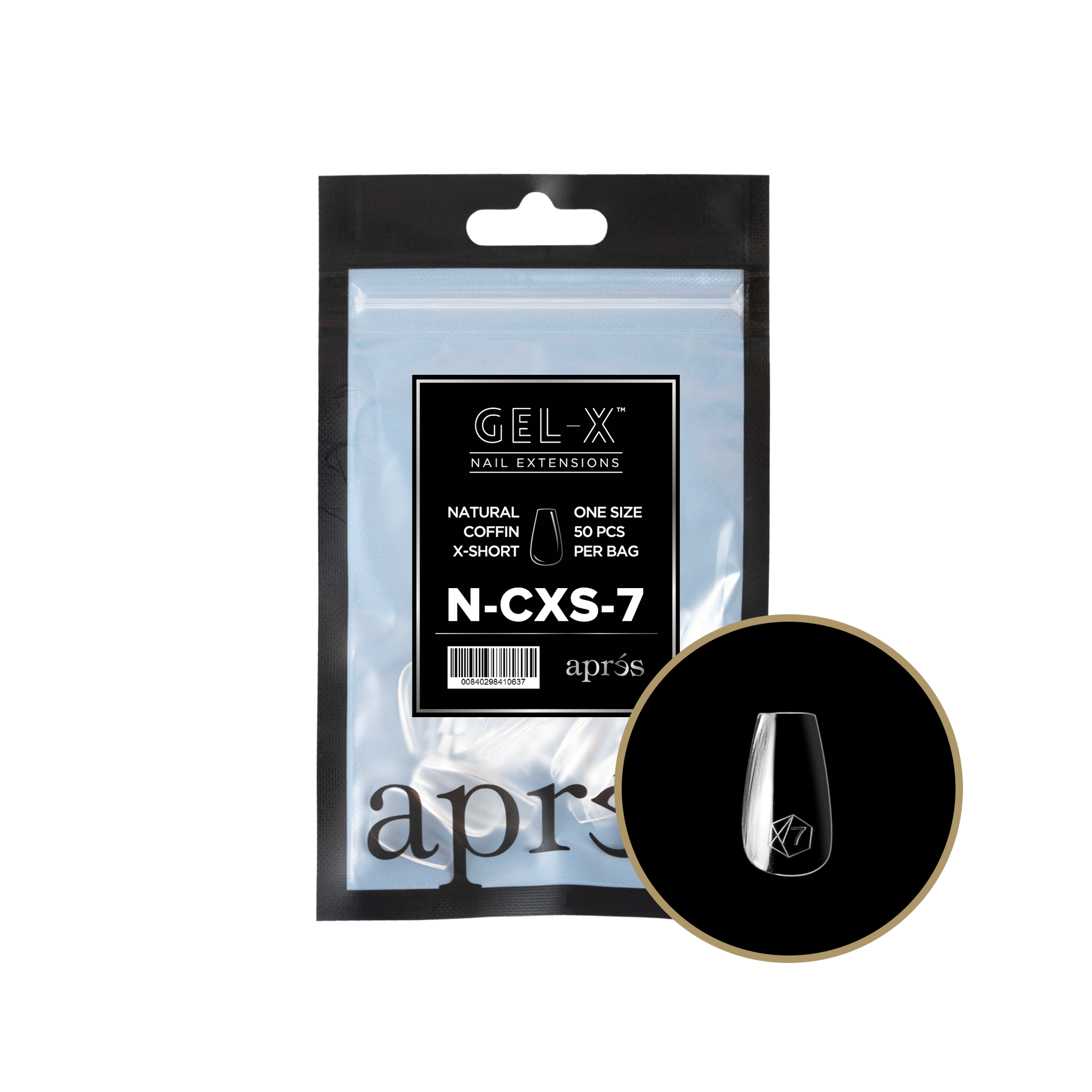 APRES Gel-X Natural Coffin Extra Short 2.0 Refill Bag Size 7