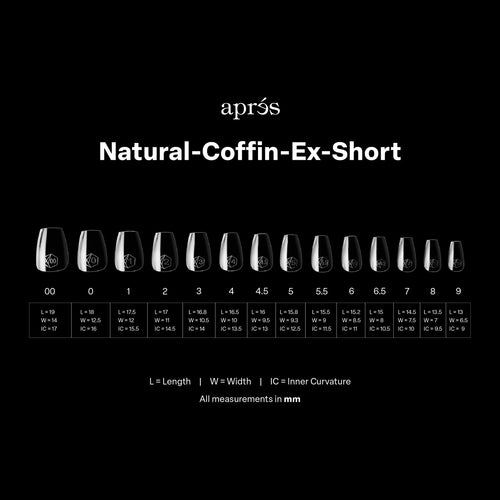 APRES Gel-X Natural Coffin Extra Short 2.0 Box of Tips 14 sizes