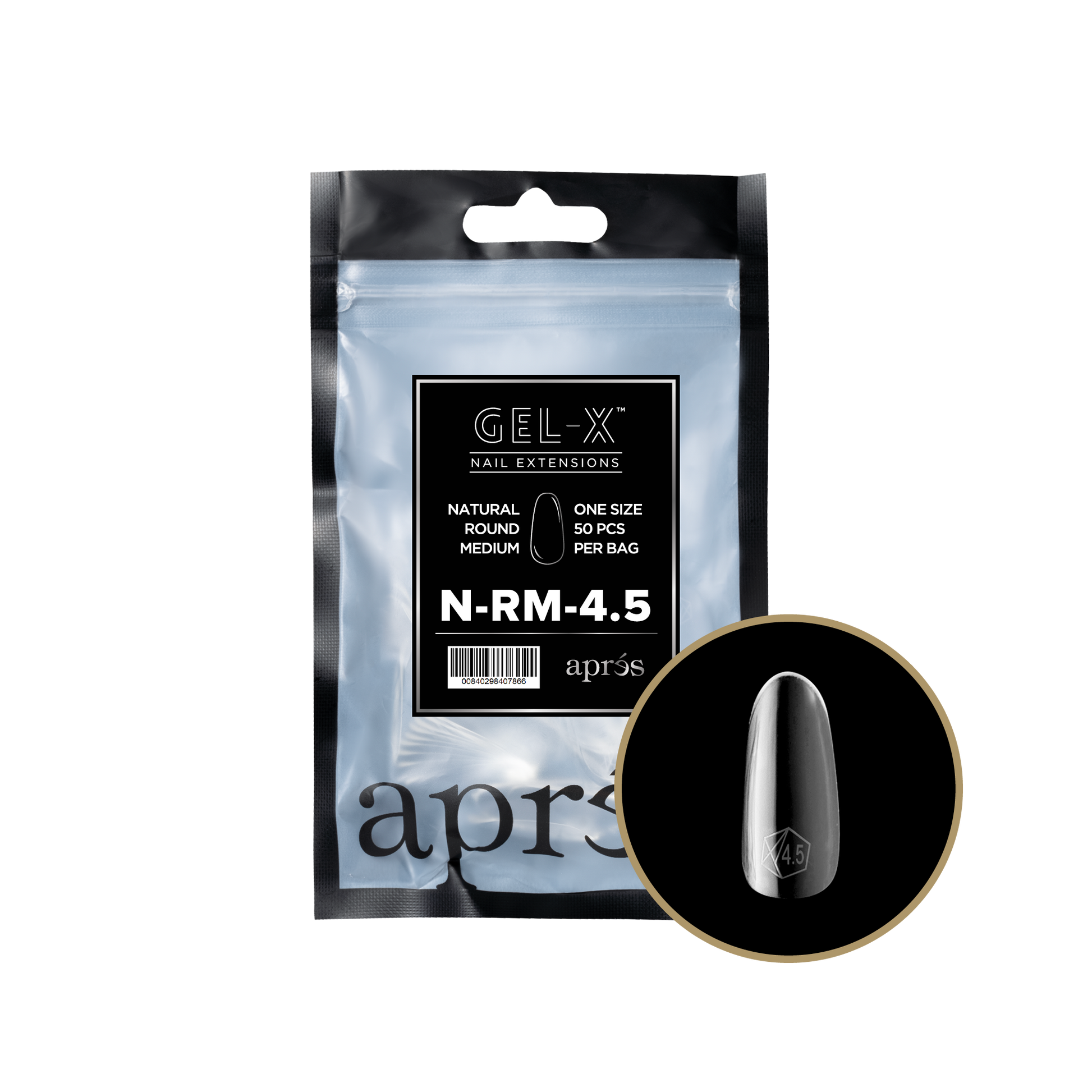 APRES Gel-X Natural Round Medium 2.0 Refill Bag Size 4.5