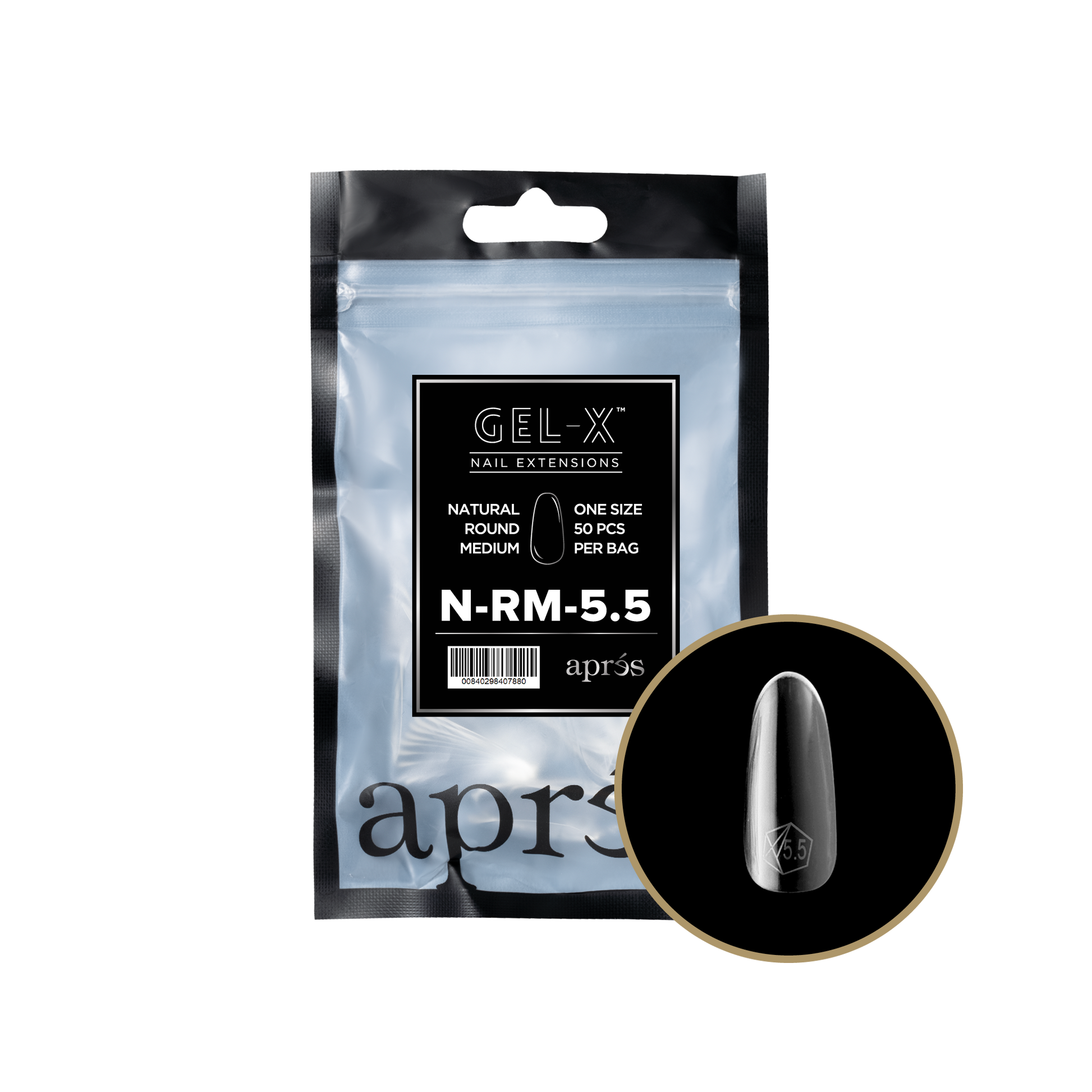 APRES Gel-X Natural Round Medium 2.0 Refill Bag Size 5.5