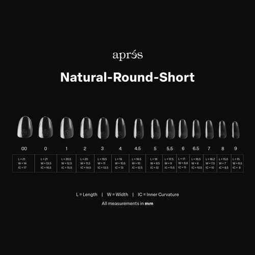 APRES Gel-X Natural Round Short 2.0 Box of Tips 14 sizes