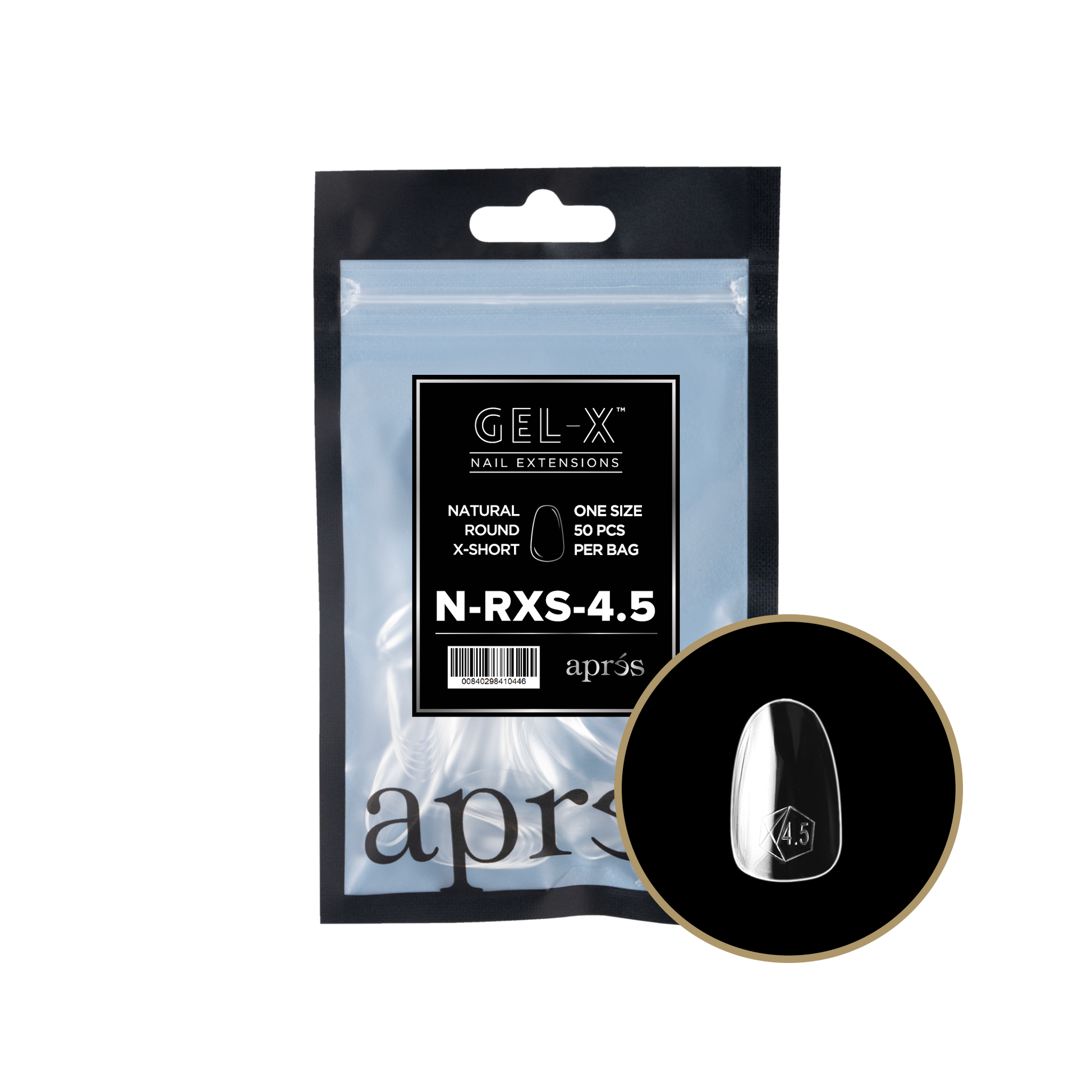 APRES Gel-X Natural Round Extra Short 2.0 Refill Bag Size 4.5