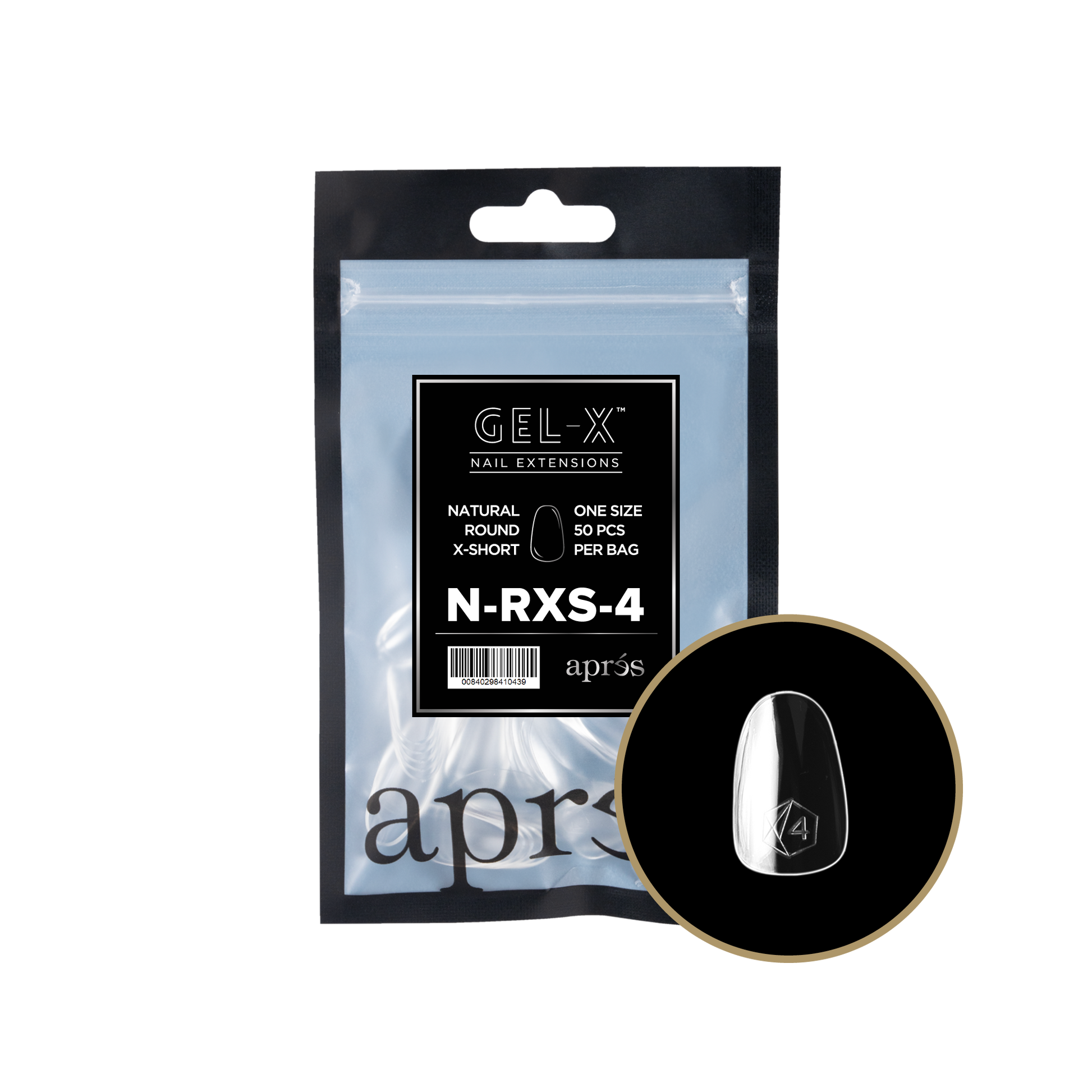 APRES Gel-X Natural Round Extra Short 2.0 Refill Bag Size 4