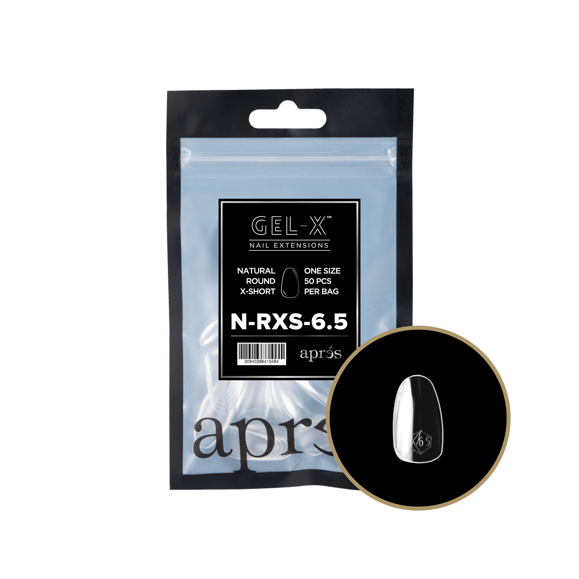 APRES Gel-X Natural Round Extra Short 2.0 Refill Bag Size 6.5