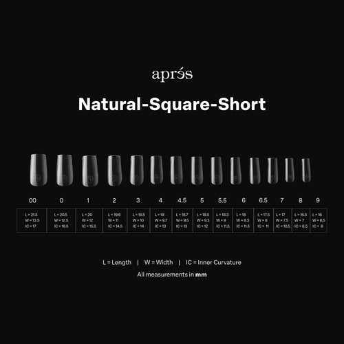 APRES Gel-X Natural Square Short 2.0 Box of Tips 14 sizes