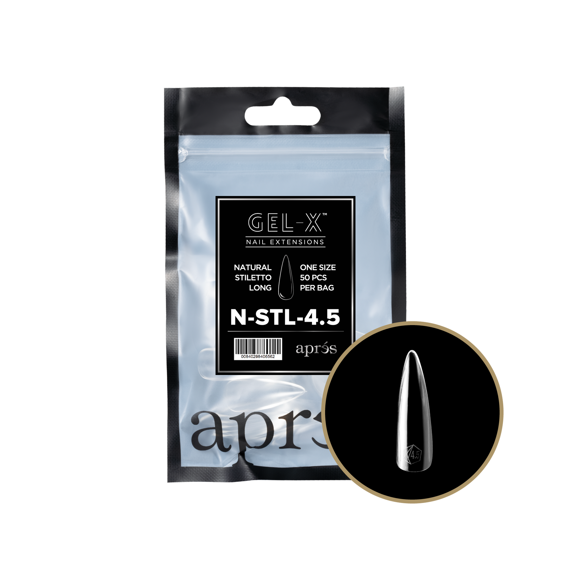 APRES Gel-X Natural Stiletto Long 2.0 Refill Bag Size 4.5