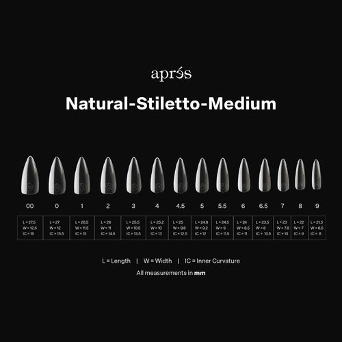 APRES Gel-X Natural Stiletto Medium 2.0 Box of Tips 14 sizes