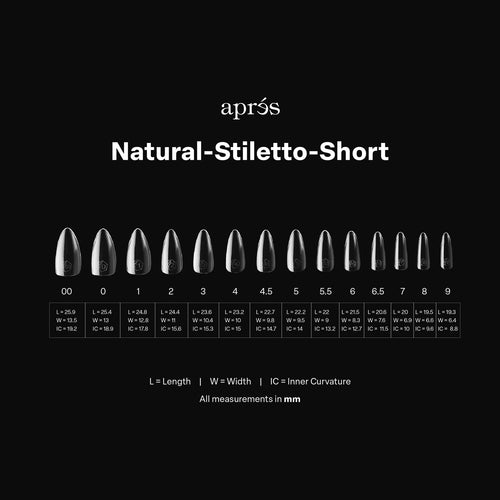 APRES Gel-X Natural Stiletto Short 2.0 Box of Tips 14 sizes