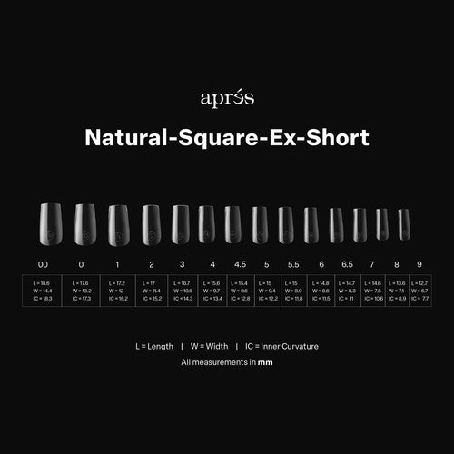 APRES Gel-X Natural Square Extra Short 2.0 Box of Tips 14 sizes