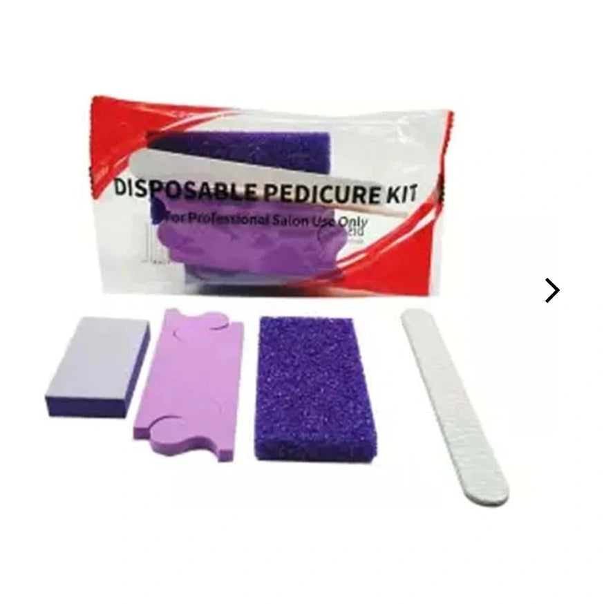 Red disposable pedicure kit 4 (purple pumice-toe