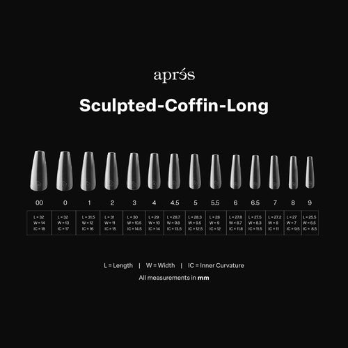 APRES Gel-X Sculpted Coffin Long 2.0 Box of Tips 14 sizes