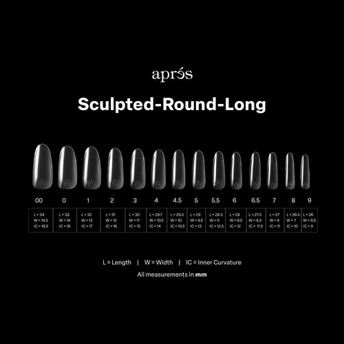 APRES Gel-X Sculpted Round Long 2.0 Box of Tips 14 sizes